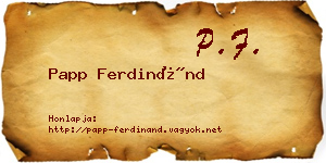 Papp Ferdinánd névjegykártya