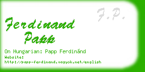 ferdinand papp business card